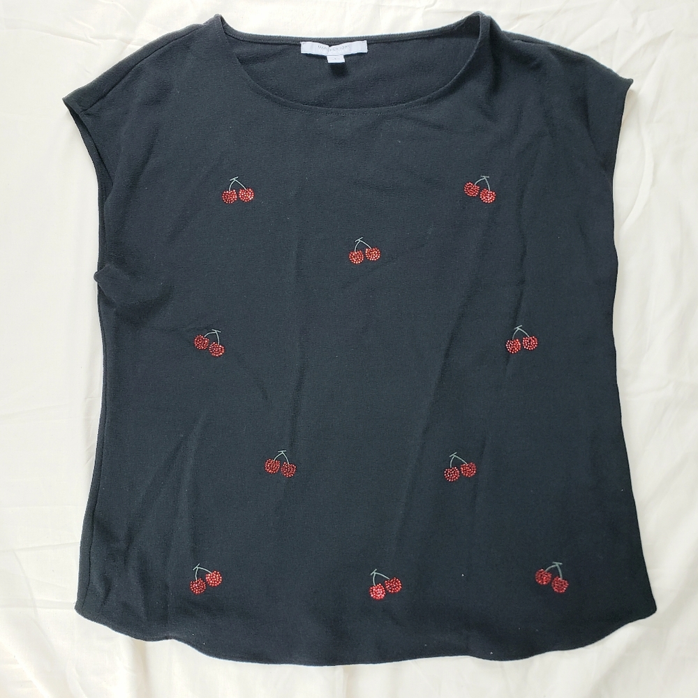 Marc New York Black Cherry Rhinestone Top L